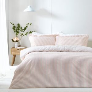 Yard Hebden Melange Stripe Cotton Duvet Cover Bedding Set Blush