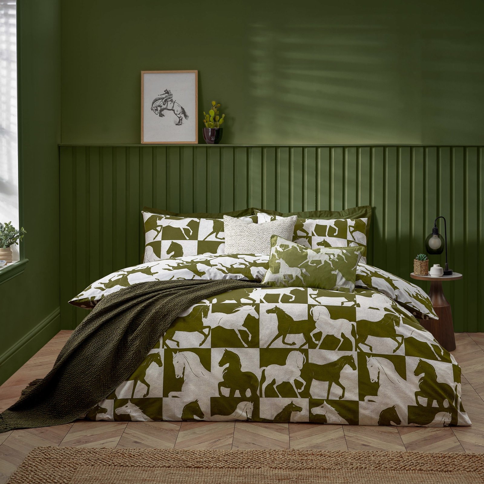 Herve Reversible Duvet Cover Bedding Set Olive - Image 4