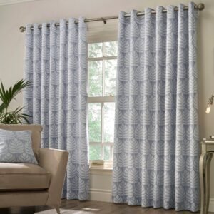 Paoletti Horto Botanical Ready Made Eyelet Curtains Blue