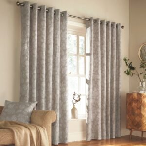 furn. Irwin Woodland Ready Made Eyelet Curtains 66 x 54 Stone