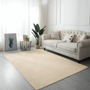 Beige Faux Rabbit Fur Rug