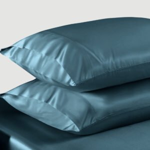 Indigo Satin Silk Pillowcases Pair
