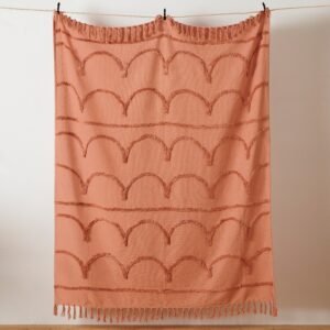 furn. Jakarta Tufted Tasselled 130cm x 180cm Throw Blush