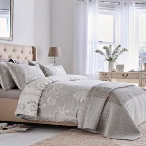 Laura Ashley Josette Duvet Cover Bedding Set Dove Grey