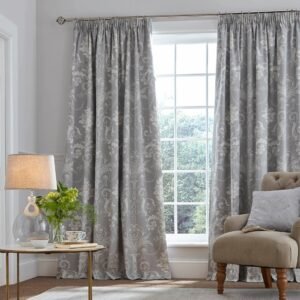 Laura Ashley Josette Ready Made Blackout Curtains Steel