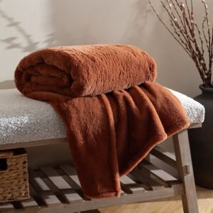 Kallu Double-Sided Faux-Fur 130cm x 180cm Throw Rust