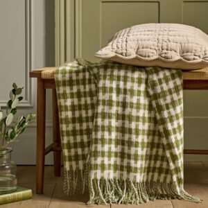 Laura Ashley Knapton 130cm x 170cm Throw Olive Green