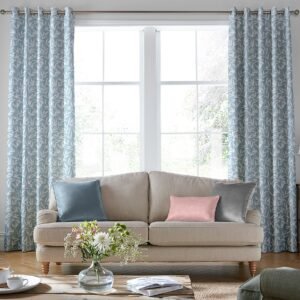 Laura Ashley Willow Leaf Chenille Made to Measure Curtain Pale Seaspray