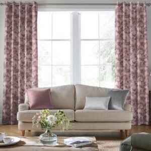 Laura Ashley Eglantine Silhoutte Woven Made to Measure Curtain Mulberry