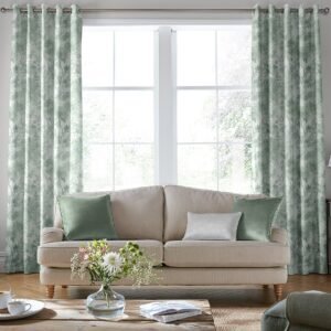 Laura Ashley Eglantine Silhoutte Woven Made to Measure Curtain Smoke Green