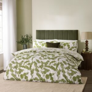 Hoem Lauro Printed Reversible Duvet Cover Bedding Set Olive