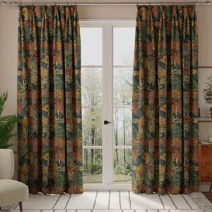Linda Barker Treasure Garden Velvet Print Made to Measure Curtain Navy