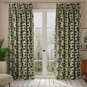 Linda Barker Evergreen Flower Woven Made to Measure Curtain Green