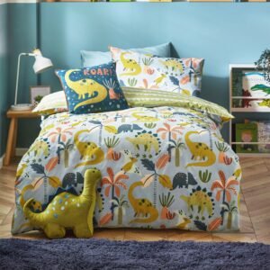 Little Dinos Scandi Reversible Bedding Set Blue Green