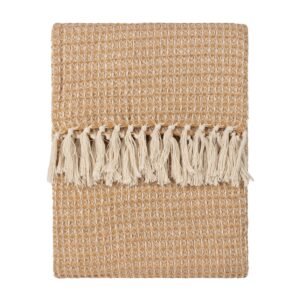 Lorne Waffle Fringed Throw 150cm x 200cm Honey