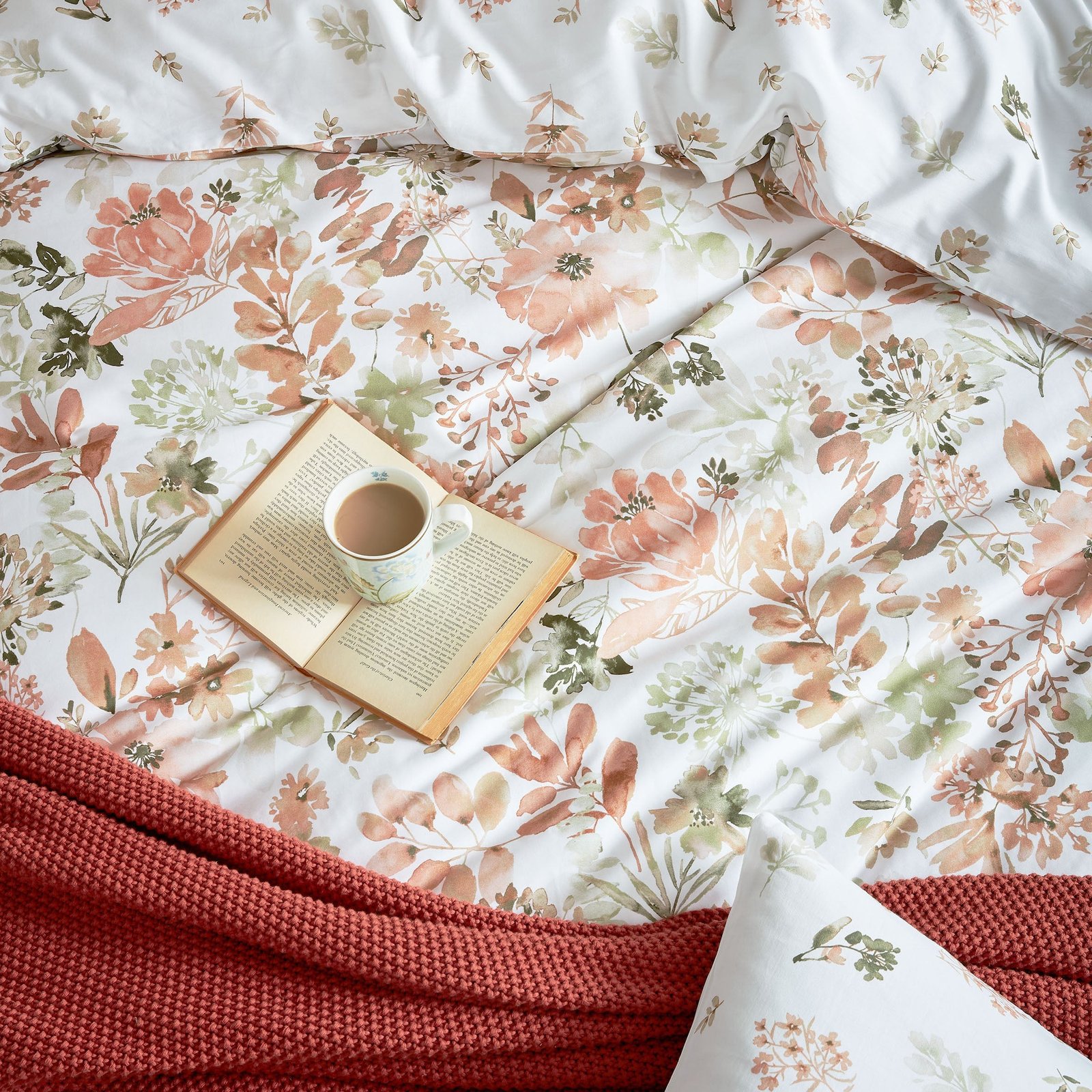 Laura Ashley Lewcombe Duvet Cover Bedding Set Terracotta - Image 4