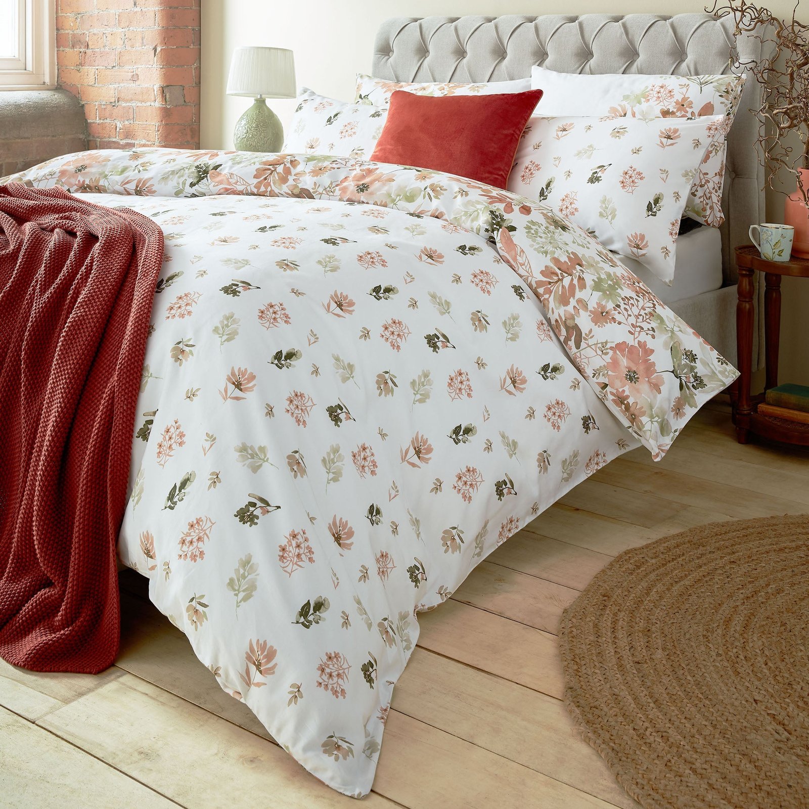 Laura Ashley Lewcombe Duvet Cover Bedding Set Terracotta - Image 5