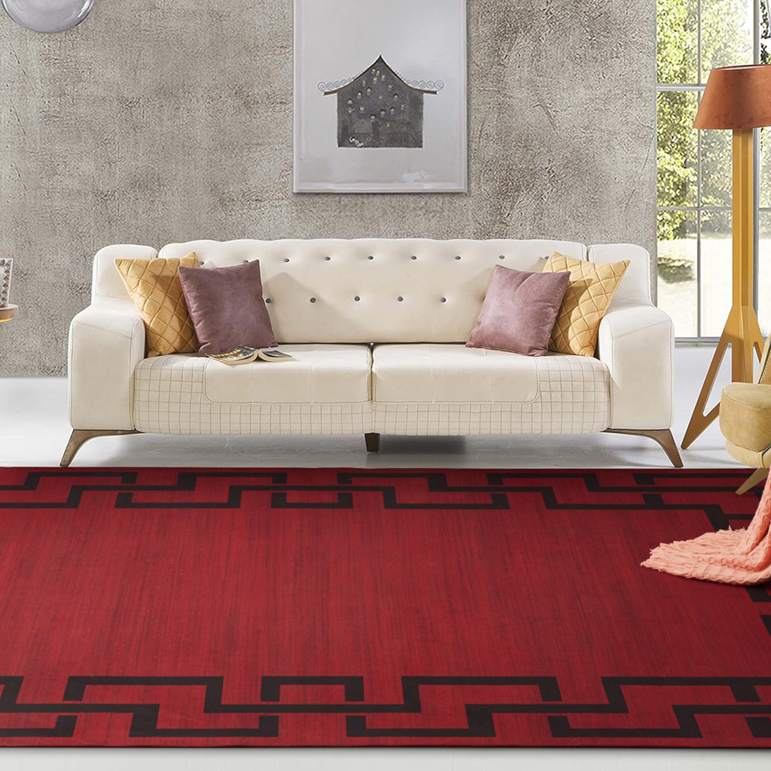 Modern Style Red Rug for Living Room - Image 2