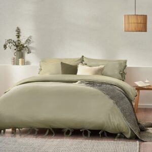 Mallow Bowtie Cotton Bedding Set Soft Sage