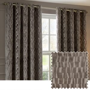 Paoletti Manhattan Velvet Ready Made Eyelet Blockout Curtains Mink