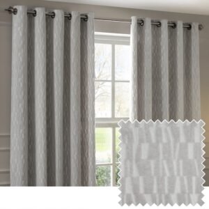 Paoletti Manhattan Velvet Ready Made Eyelet Blockout Curtains Silver
