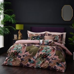 Wylder Moriyo Floral Velvet Single Duvet Cover Bedding Set Dusky Blush