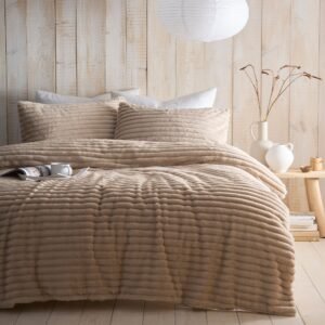 Appletree Morritz Faux Fur Duvet Cover Bedding Set Natural