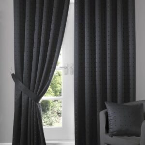 Madison Lined Ready Made Eyelet Curtains Black