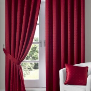 Madison Lined Ready Made Eyelet Curtains Red