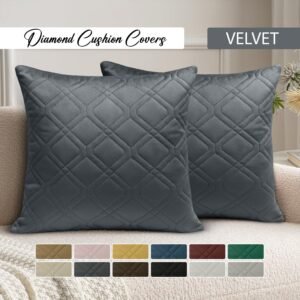 Pack Of 2 Embossed Velvet Cushion Cover Diamond Pattern