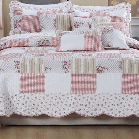 Luxury Quilted Patchwork Embroidered Bedspread Comforter with Pillow Case - Image 40