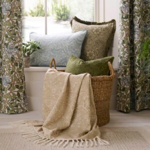 William Morris At Home Marigold 130cm x 170cm Throw Hessian Natural