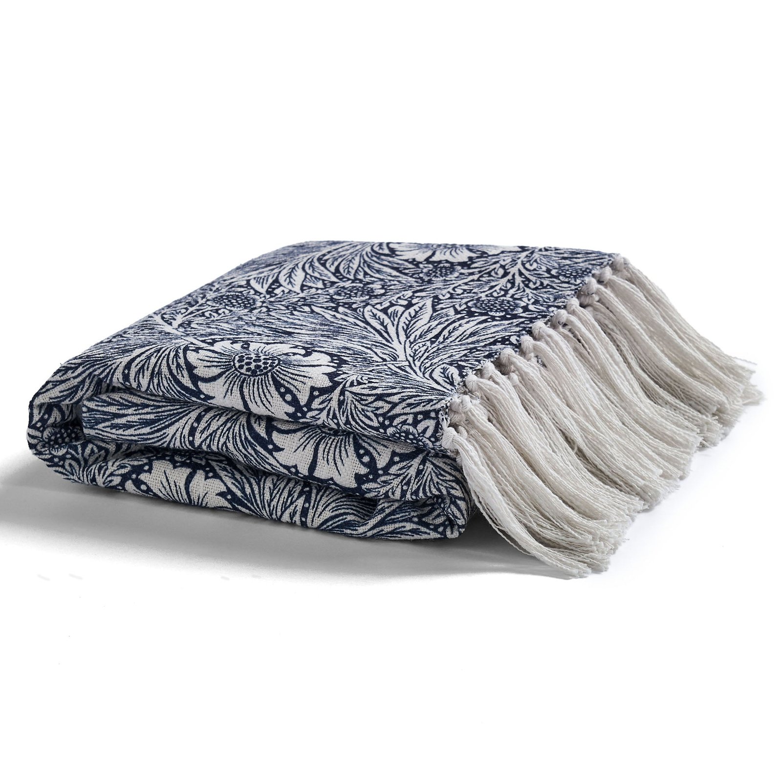 William Morris At Home Marigold 130cm x 170cm Throw Indigo Blue - Image 2