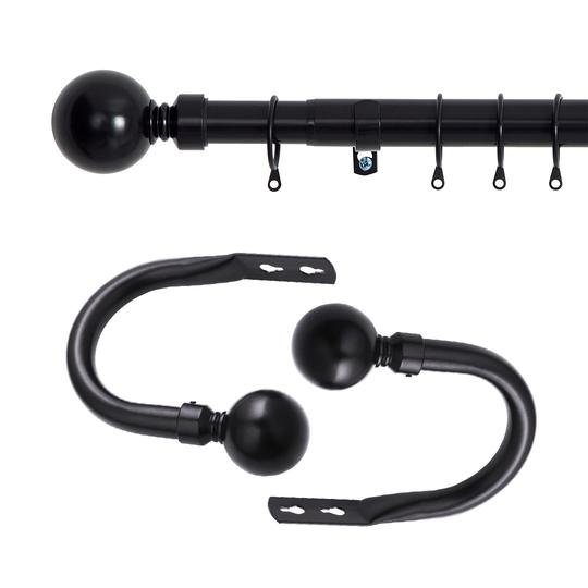 Matte Black Curtain Pole & HoldBacks - Image 2
