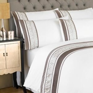 Riva Home Zanzibar Mombassa Luxury Duvet Cover Bedding Set White Gold