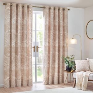 Nola Abstract  Ready Made Eyelet Curtains Oat