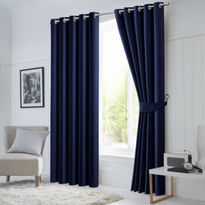 Thermal Insulated Blackout Eyelet Navy Curtains