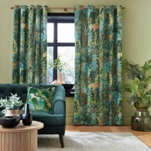 Graham And Brown New Eden Ready Made Eyelet Curtains Emerald