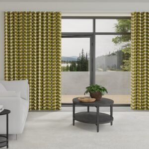 Orla Kiely Two Colour Stem Made to Measure Wave Curtain + FREE Track Olive
