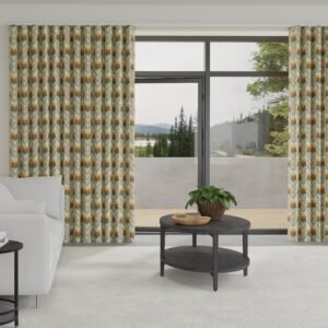 Orla Kiely Rosebud Made to Measure Wave Curtain + FREE Track Orange