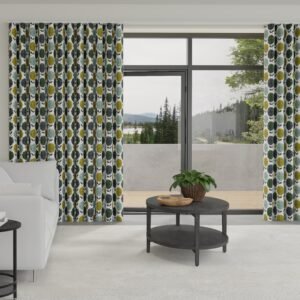 Orla Kiely Hydrangea Made to Measure Wave Curtain + FREE Track Jade