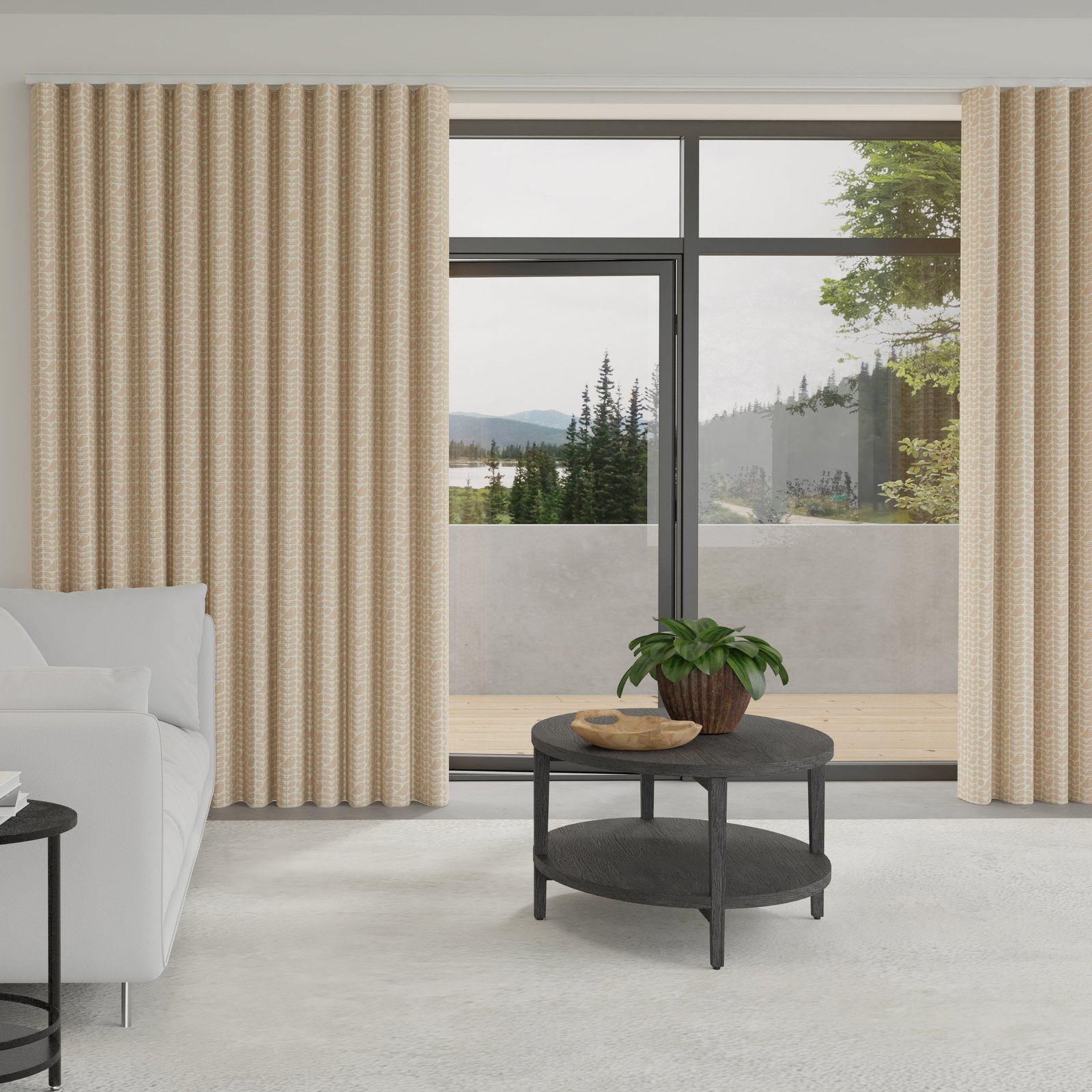 Orla Kiely Early Bird Made to Measure Wave Curtain + FREE Track Pale Rose