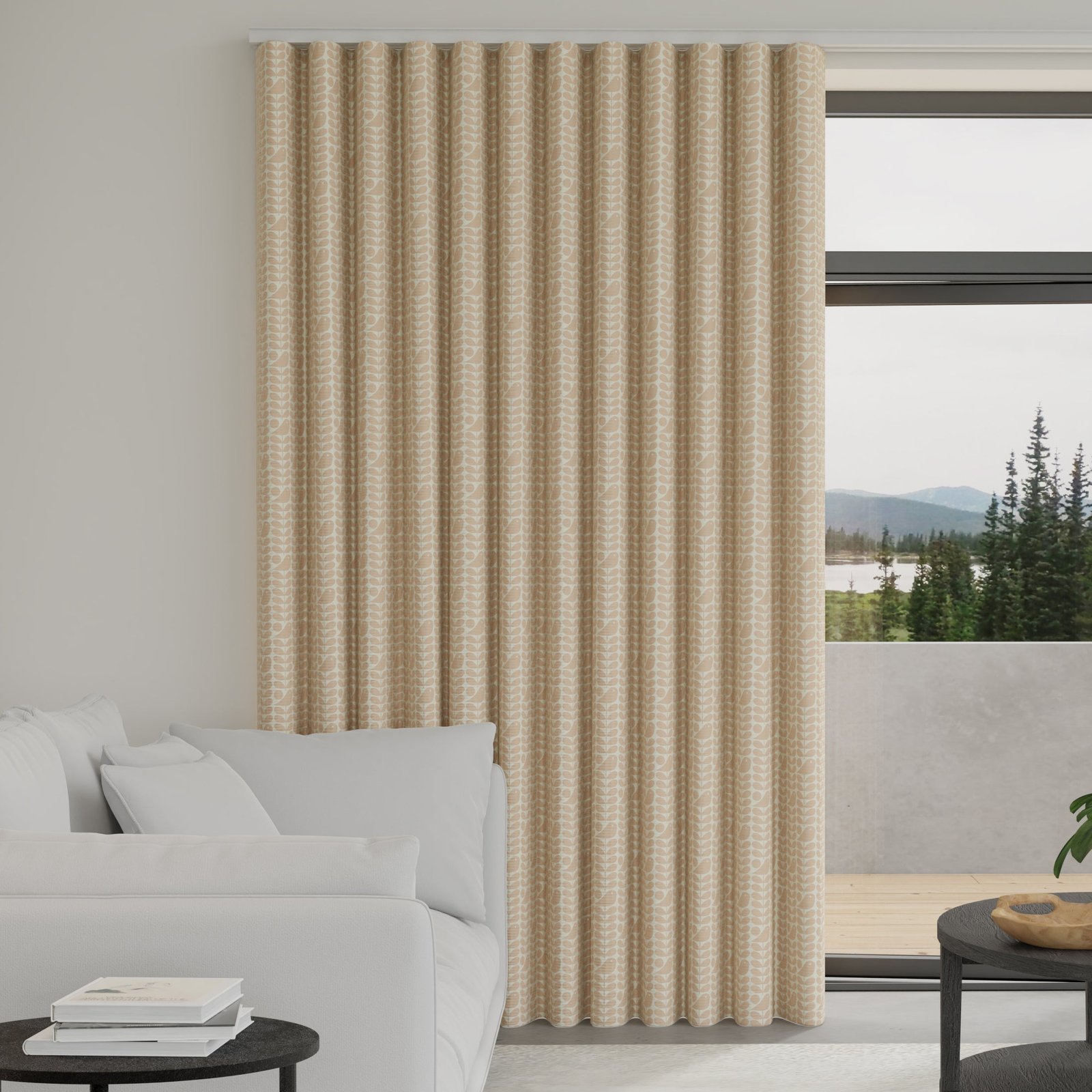 Orla Kiely Early Bird Made to Measure Wave Curtain + FREE Track Pale Rose - Image 2