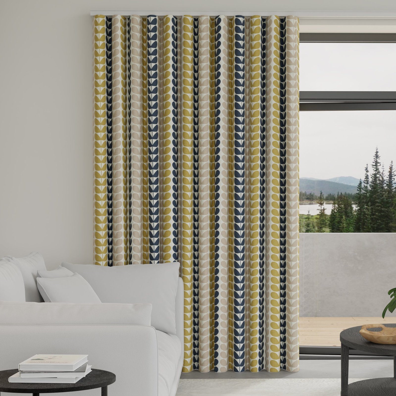 Orla Kiely Trio Stem Made to Measure Wave Curtain + FREE Track Ochre Multi - Image 2