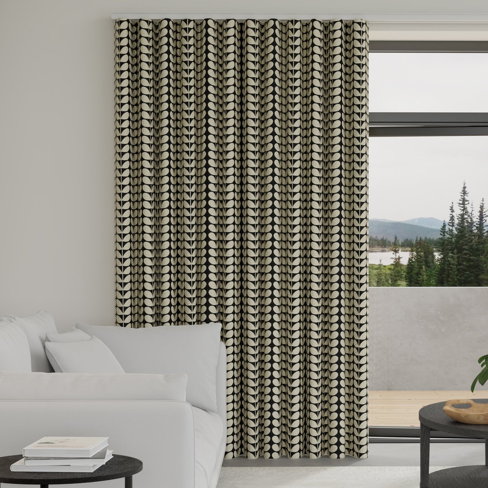 Orla Kiely Solid Stem Made to Measure Wave Curtain + FREE Track Black - Image 2