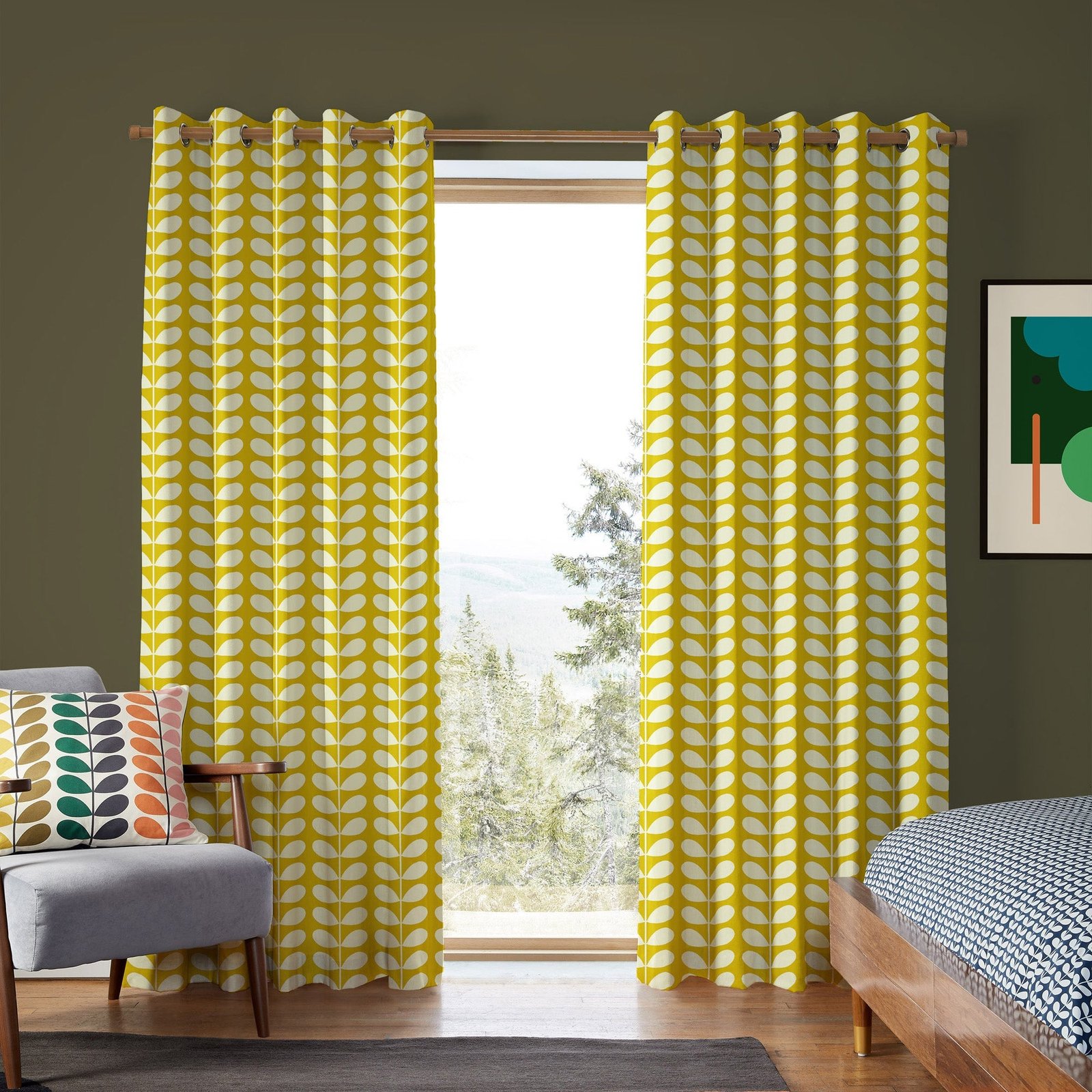 Orla Kiely Solid Stem Made to Measure Curtain Yellow - Image 3