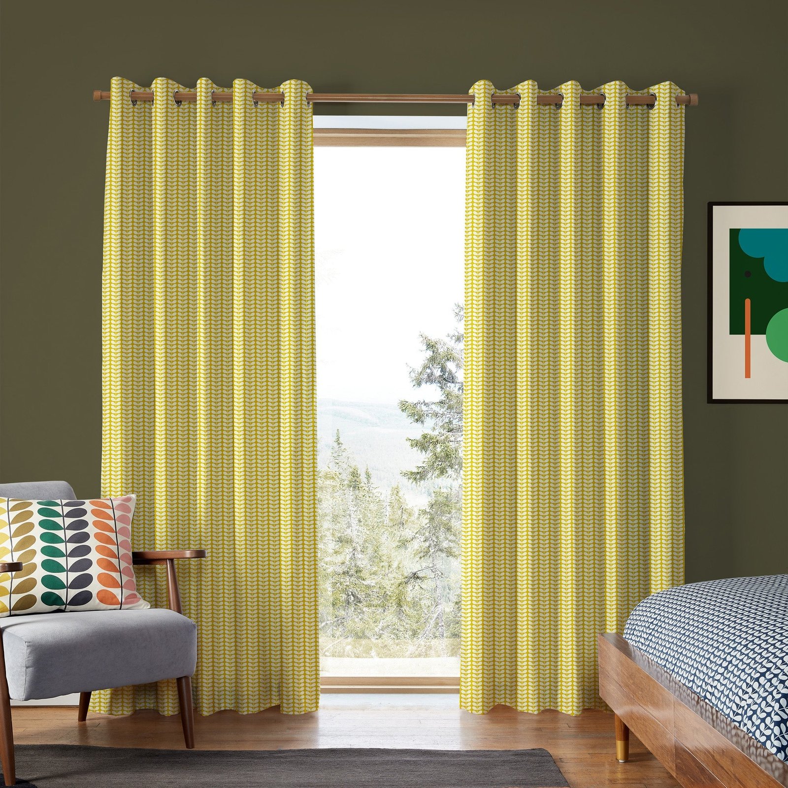 Orla Kiely Tiny Stem Made to Measure Curtain Yellow - Image 3