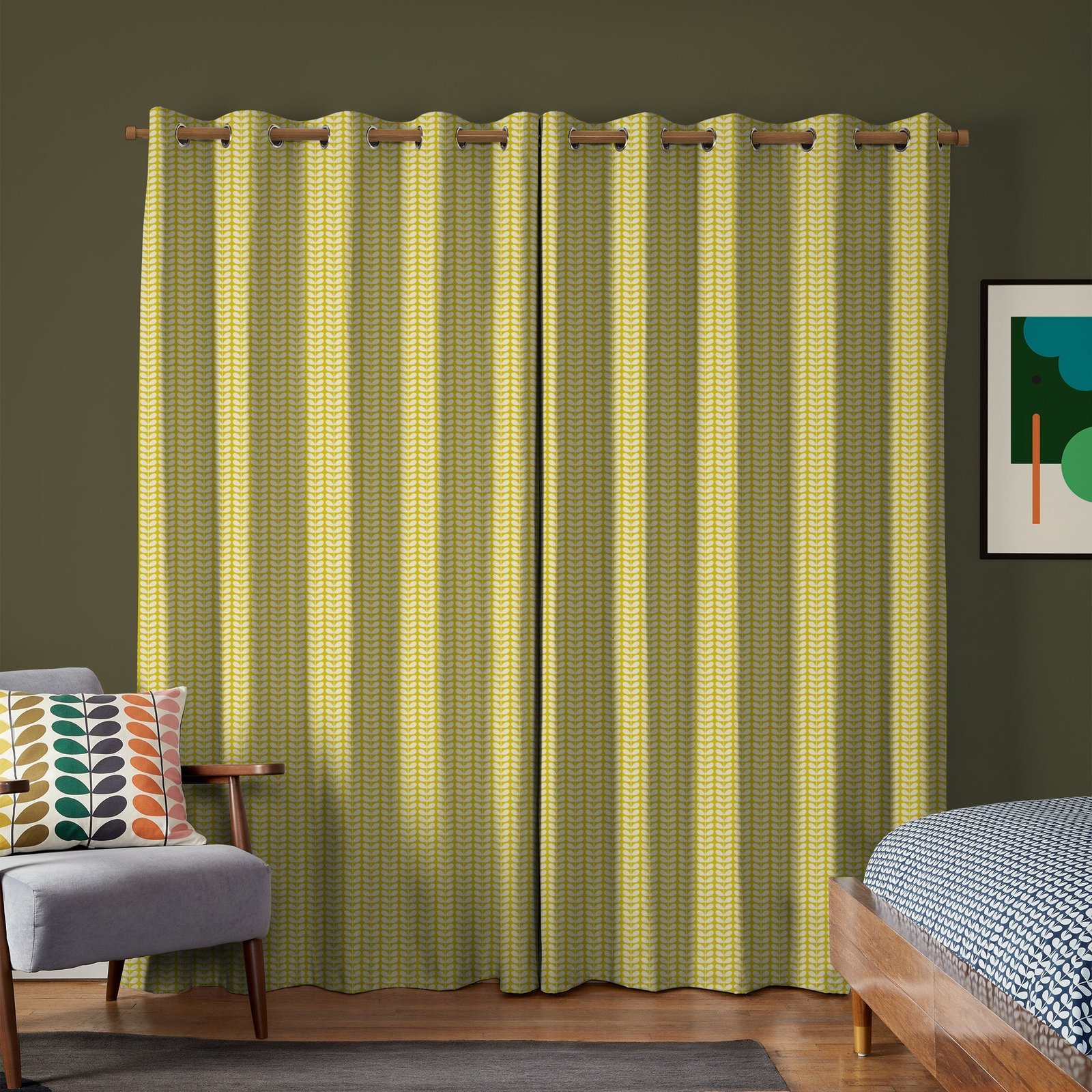Orla Kiely Tiny Stem Made to Measure Curtain Yellow - Image 2