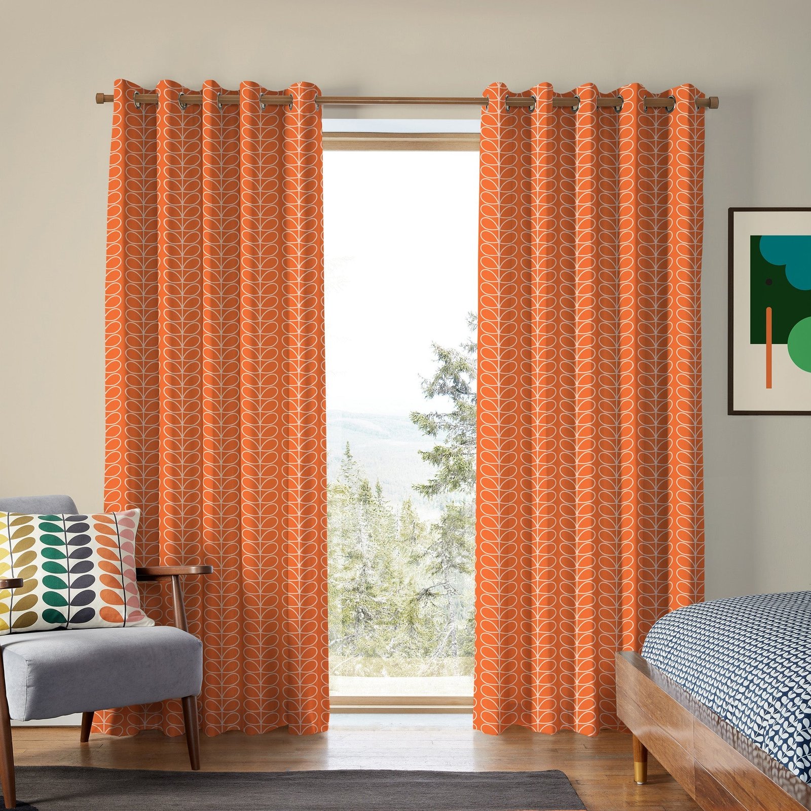 Orla Kiely Linear Stem Made to Measure Curtain Persimmon - Image 3