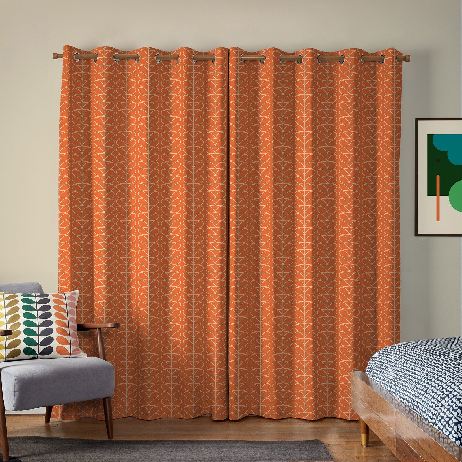 Orla Kiely Linear Stem Made to Measure Curtain Persimmon - Image 2